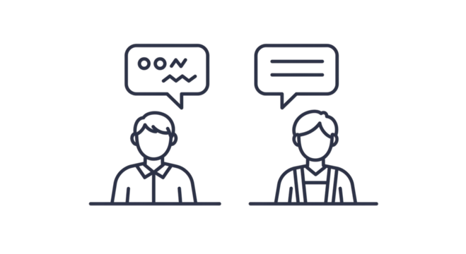 Isolated Two People Talking in Chat Bubbles Outline
