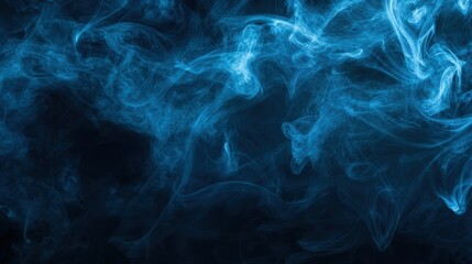 Obraz premium Wisps of blue smoke rise elegantly against a dark background, forming intricate swirling patterns.