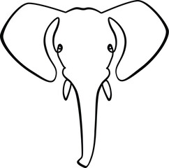 Proboscis elephant face continuous line art drawing. 