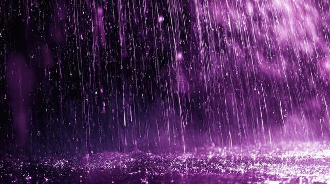 A dramatic, mystical depiction of a purple rain shower.