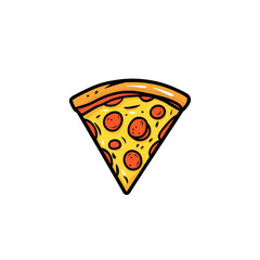 Delicious Hand-Drawn Pepperoni Pizza Slice Illustration