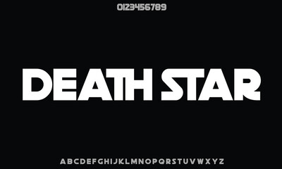 Death Star vector font alphabet with numbers