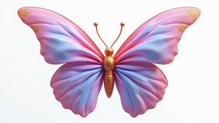 Pink And Blue Butterfly Digital Illustration