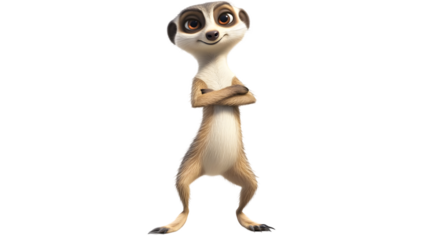 Animated meerkat character, confident pose