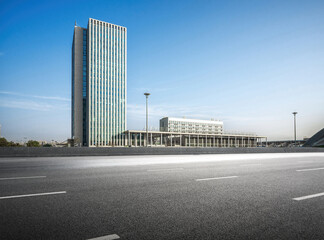 Sleek Modern Architecture Against a Bright Blue Sky
