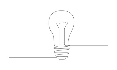 Vector continuous one simple single abstract line drawing of Light bulb creativity concept isolated on a white background