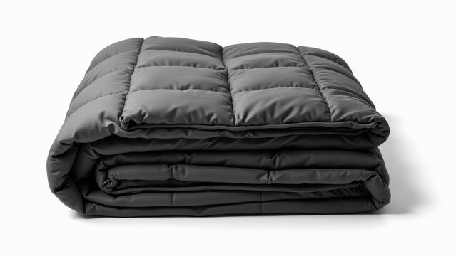 Folded Gray Weighted Blanket On White