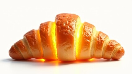 Golden Croissant Pastry On White Background