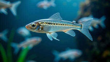 Fototapeta premium Dwarf Rasbora Fish Swimming In Aquarium