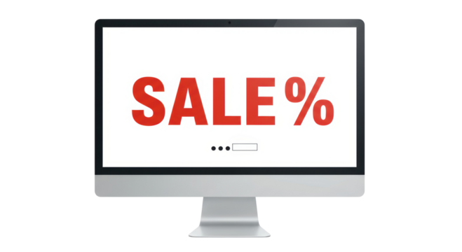 Isolated Computer Screen Displaying SALE Percentage