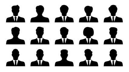 set of Businessman silhouette vector on white background