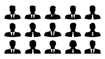 set of Businessman silhouette vector on white background