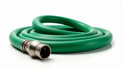 Green Garden Hose With Metal Nozzle