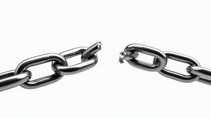 Obraz premium Broken Metal Chain Link Against White