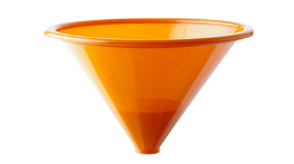 Orange Plastic Funnel Isolated on Transparent or White Background for Industrial Use