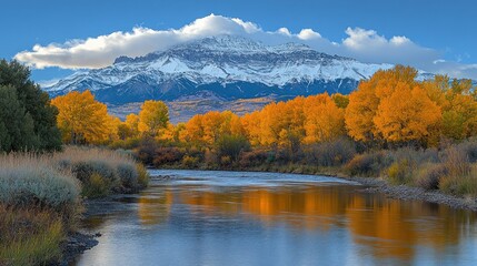 Autumnal mountain river scene