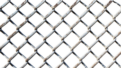 Fototapeta premium Close-up of chain link fence on transparent background.