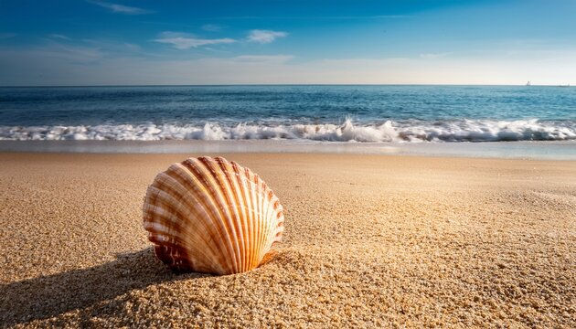 image d un coquillage sur la plage en vacance a la mer