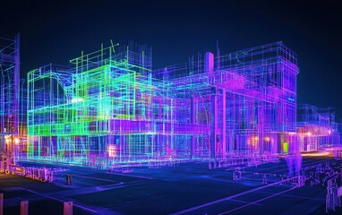 Architectural design, 3D model of a building under construction