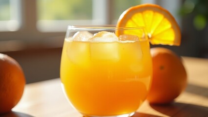 Orange Juice With Ice And Slice