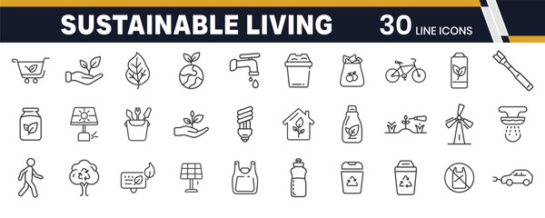 Sustainable Living and Eco Habits Icons – Green Lifestyle, Conscious Consumption, and Daily Eco-Friendly Practices