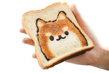 Slice of Loaf Bread With Dog Face on a transparent background