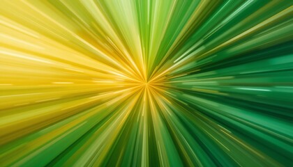 Abstract radial burst of yellow and green light emanating from a central point in the image