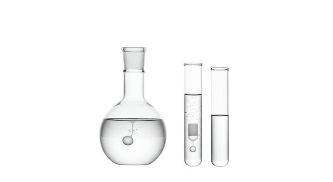 Isolated Laboratory Glassware Set with Liquids