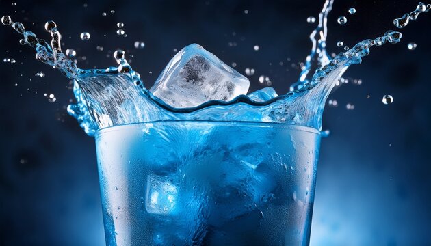 refreshing blue slush drink splashing with ice for a cool treat