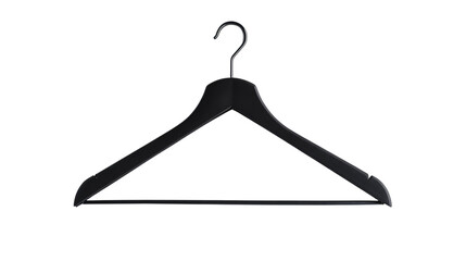 Sleek Black Clothing Hanger on White Isolated Background for Fashion Display