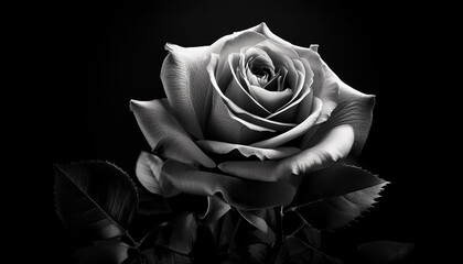 black and white rose in dramatic lighting