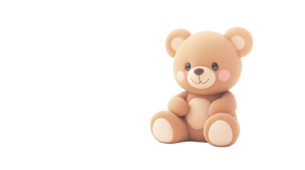 Adorable Teddy Bear on Transparent Background - Perfect for Card Designs, Baby Products, and Gifts