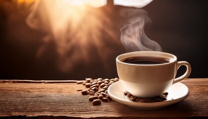 hot coffee on table