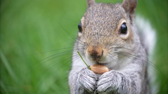Squirrel eating a nut in the park