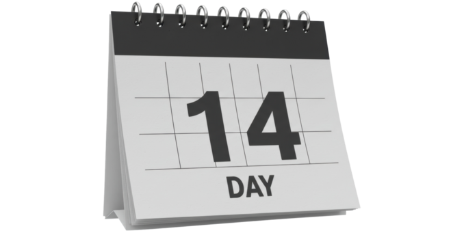 Isolated Desk Calendar with 14 Day Marked