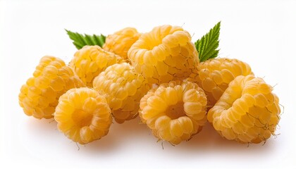 yellow raspberry berries on white
