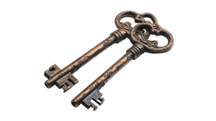 Modern House Keys with House Shape Keychain on Transparent Background