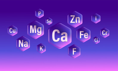 Naklejka premium Set of microelements (minerals) useful for human health