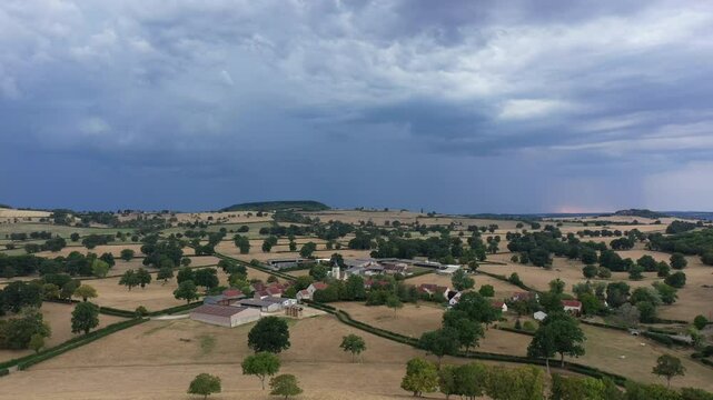 Cuncy les Varzy in the heart of a rural landscape in Europe, in France, in Burgundy, in Nievre, in summer, during a stormy day.&nbsp;