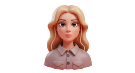 Isolated 3D Render of a Woman's Torso with Shoulder Length Wavy Blond Hair