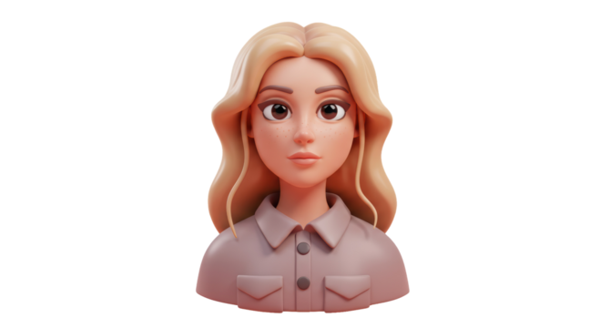 Isolated 3D Render of a Woman's Torso with Shoulder Length Wavy Blond Hair