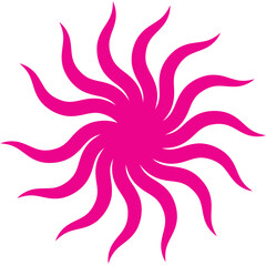 Floral Swirl Emblem – Pink Spiral Icon with 16 Dynamic Curved Petals