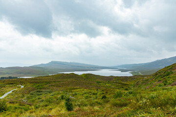 Misty skies and dramatic rock formations at The Storr, Isle of Skye. A breathtaking landscape of pure adventure, solitude, and raw nature perfect for trekking and unforgettable exploration.
