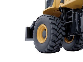 Heavy-duty vehicle tire close-up.  Powerful machinery, large wheels, robust construction