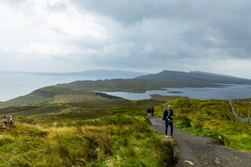 Misty skies and dramatic rock formations at The Storr, Isle of Skye. A breathtaking landscape of pure adventure, solitude, and raw nature perfect for trekking and unforgettable exploration.
