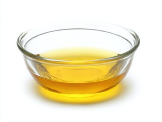 Liquid in glass bowl isolated on white background
