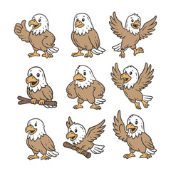 Cute Eagle Doodle Style Illustration
