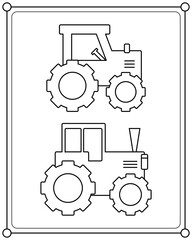 Cute tractor suitable for children's coloring page vector illustration