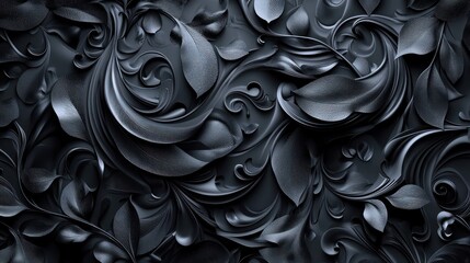 Dark, ornate, sculpted, floral, design, background, 3D, decorative