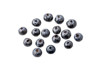 Scattering of blueberries on a transparent background.